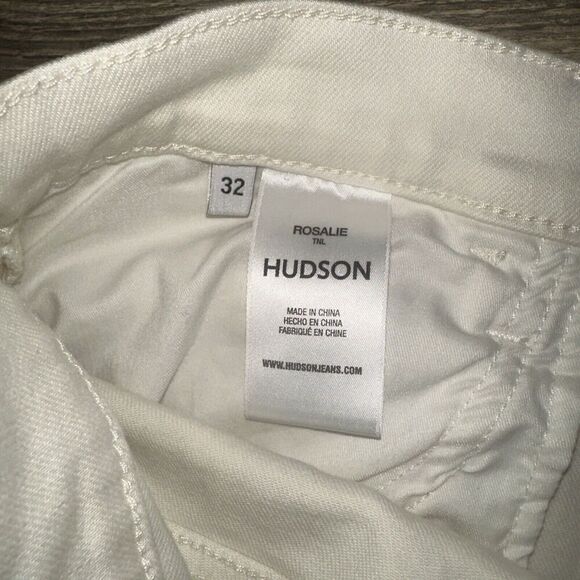 Hudson Rosalie Wide Leg Cream Distressed Jeans. Size 32. NWT. $225. V - Picture 9 of 11